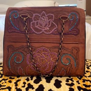 Gorgeous Embossed leather rhinestone bag
